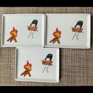 CB2 Set of 3 NWT Oliver Plates Cinnamon Log